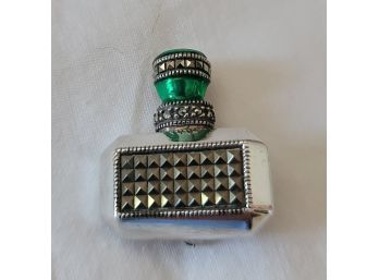 Love This! Vintage 70s Signed Judith Jack Sterling, Marcasite And Enameled Art Deco Perfume Bottle Brooch