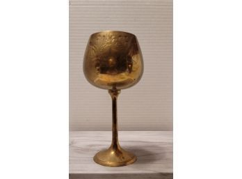 Vintage Etched Brass Goblet