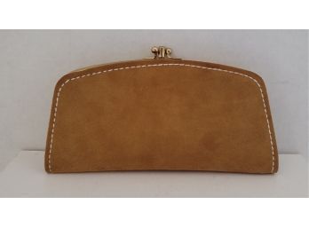 Look!charge Plate! Ha! Beautiful NWOT Vintage MCM Gold Suede Woman's Wallet Excellent Condition