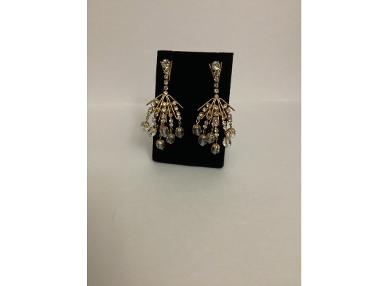 Rhinestone & Beaded Chandelier Earrings