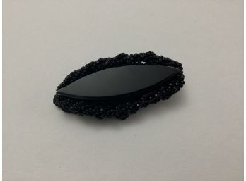 Hand Crafted Black Bead & Cats Eye Black Stone Brooch