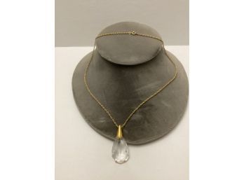 Gold Filled Necklace With Crystal Drop Pendant
