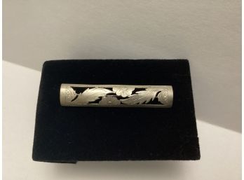 Hand Made 835 Silver Etched Bar Brooch