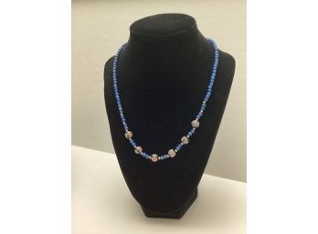 14k GF Clasp & Blue Lapis Beaded Necklace