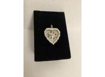 Marked Sterling 3 Dimensional Heart With Rhinestone Telephone