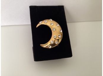 Signed Crescent Moon Brooch