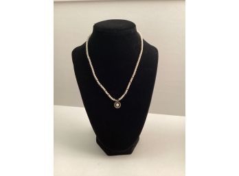 Signed Munoz 925 Dainty Pearl & Silver Necklace