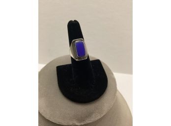 Unmarked Silver Ring With Blue Stone
