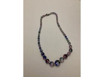 Multi Color Crystal Beaded Necklace With 925 Clasp
