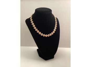 Signed Napier Faux Pearl & Gold Tone Necklace