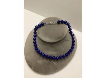 925 Clasp Hand Crafted Blue Beaded Necklace