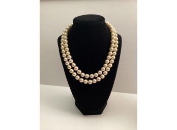 Signed KJL Double Strand Faux Pearl Necklace