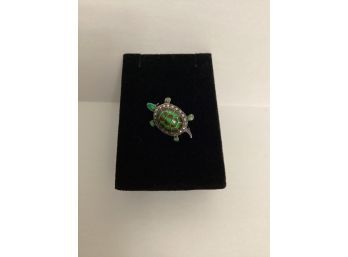 Turtle Brooch Marked Sterling Silver Germany