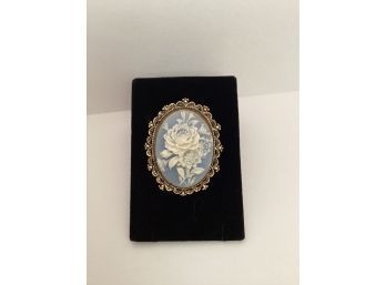 Signed Gerrys Cameo Style Floral Brooch