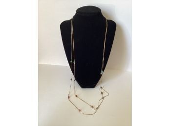 Double Strand Gold Tone Vintage Necklace