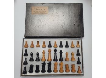 Midcentury Milton Bradley Wooden Chess Men Set