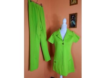 Made In NJ Vintage Mod Lime Green PantSuit