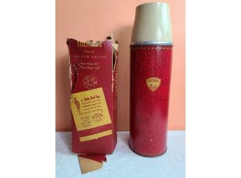 Vintage Polly Red Top Glass Insulated Thermos Unused PICKUP ONLY