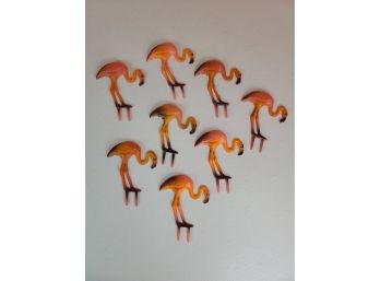 Vintage Kitschy Plastic Flamingos For Cake Plant Or Anything Decorating