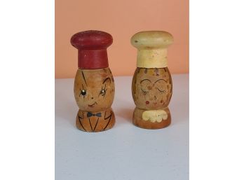 Adorable Midcentury Wood Salt And Pepper