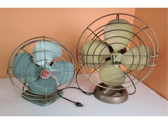 2 Midcentury Metal Fans Ge And Emerson Working PICKUP ONLY