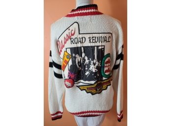 Rad Motorcycle 80s Does 50s Varsity Sweater Cardigan With Patches