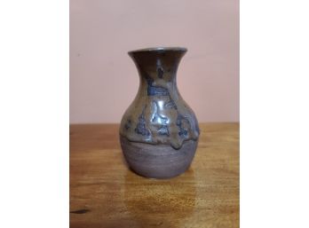 Vintage Hand Glazed Small Earthly Pottery Vase