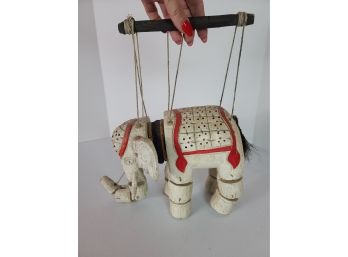 Vintage Artisian Handmade Elephant Marionette