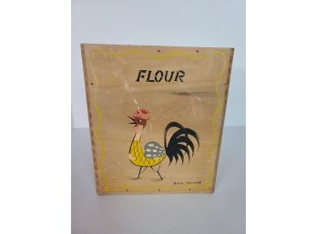 1950s Japan Hand Painted Rooster Flour Wood Storage