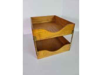 Midcentury Wood And Brass Desk Organizer 10x13x9' PICKUP ONLY