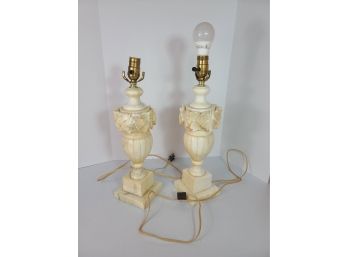 2 More Vintage Carved Marble Gorgeous Lamps PICKUP ONLY