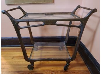 I WANNA MAKE OUT WITH THIS BAR CART! MCM Wood, Brass, And Glass PICKUP ONLY