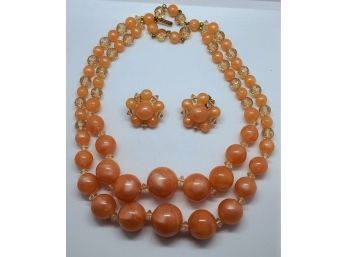 1950s Pearlescent Choker And Earring Set