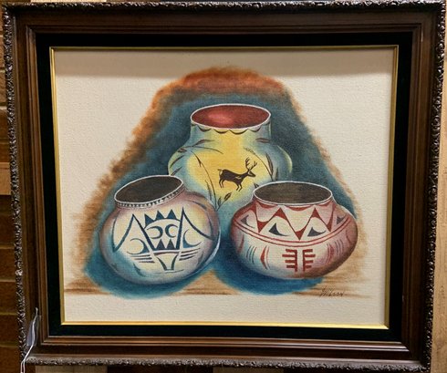 Southwest Indian Pottery Painting By Colorado Artist, Ward (woodrow) Wilson