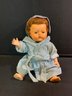 Vintage Baby Doll In In Pajamas With Matching Cap And Blue Corduroy Robe