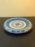 Group Of 7 Decorative Melamine Plates In Bright Blues And Spring Greens