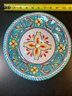 Bright  Teal Set Of 3 Decorative Floral Plates In Melamine &  Red On White Polkadot  Plater