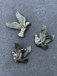 3 Heavy Plastic Vintage Decorative Birds