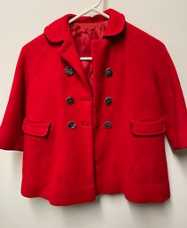 Vintage Girls Red Wool Coat, Size 5