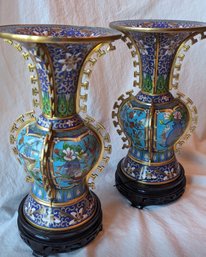 Chinese Jingfa Beaker Form Cloisonne' Vases