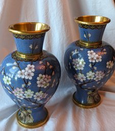 Cherry Blossom Cloisonne'  Vases