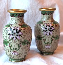 Pair Of Vintage Chinese Cloisonn Vases