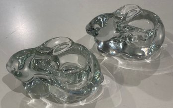 Vintage Indiana Glass Rabbit Votive Holders