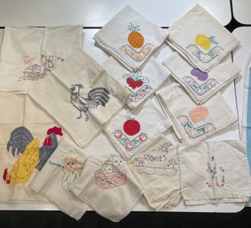 Hand Embroidered Dish Towels- Bakers Dozen
