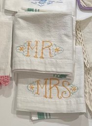 Vintage Mr. And Mrs. Embroidered Hand Towels