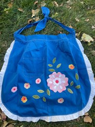 Hand Stitched Apron With Flower Motif