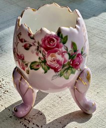 Vintage Pink Egg Shaped Three Footed Vase