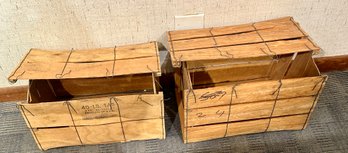 Set Of 2 Vintage 1960s Wood Produce Crates