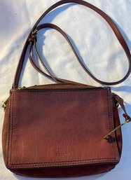Fossil Leather And Suede Crossbody Purse