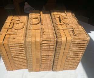 Vintage Japanese Wicker Suitcase SET OF 3 -  From 1960's